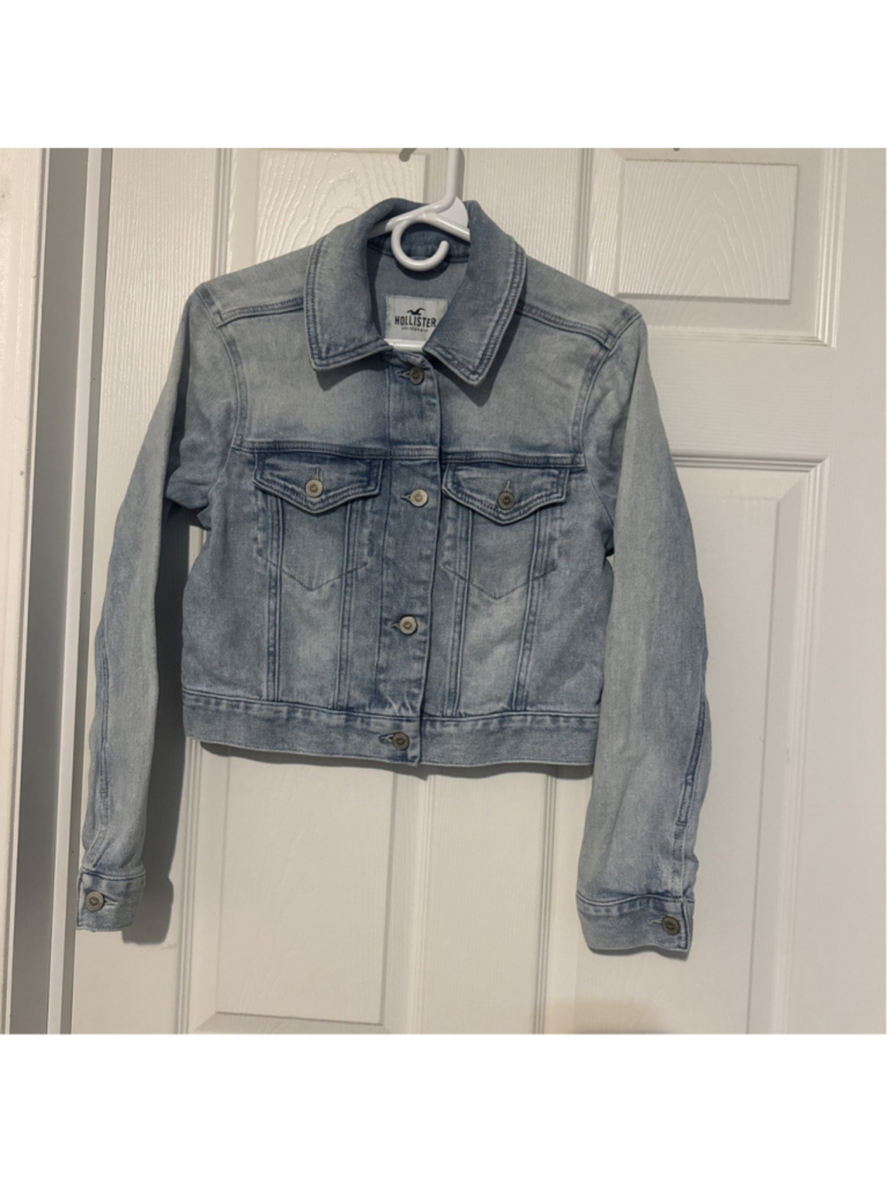 Cropped Jean Jacket Light Wash Y2K Casual Boho Hollister Denim Sz small